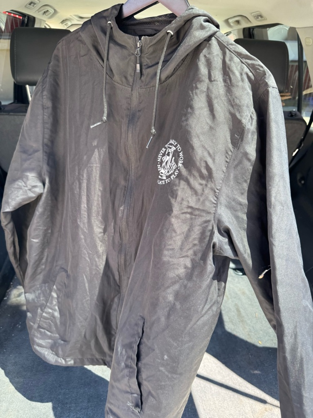 6am Black Hooded Zip Jacket with White Chest Logo